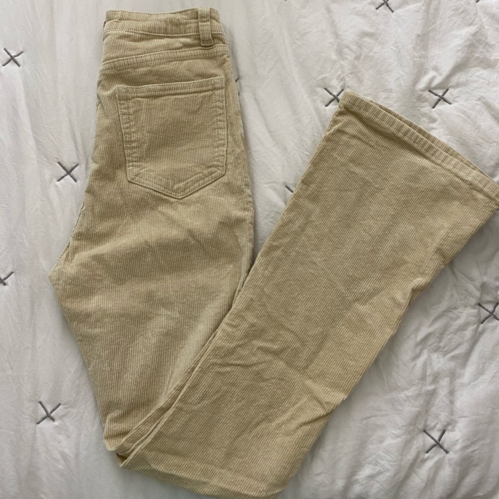 Ribbed beige flare pants